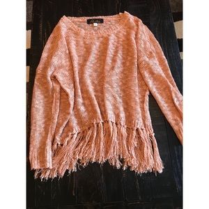 Pink Fringe Sweater